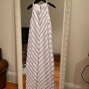 J.crew chevron stripe linen maxi dress